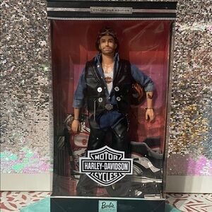 Harley-Davidson Doll with Black Vest and Blue Shirt